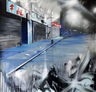 DAZE (Américain, né en 1962) Dark streets, 2009 

Peinture aérosol, huile et acrylique...