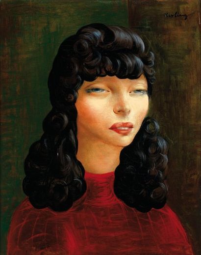 null KISLING MOÏSE 1891-1953 Portrait de femme brune Huile sur toile signée en haut...