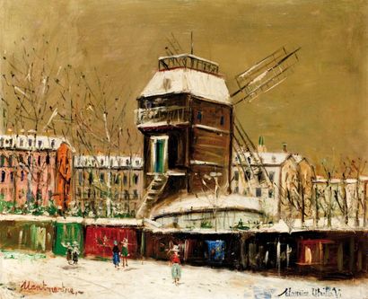 null UTRILLO MAURICE 1883-1955 Montmartre sous la neige Huile sur toile titrée en...