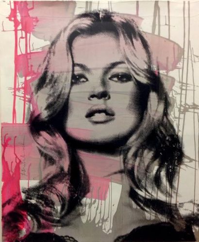 Mr BRAINWASH (Français, né en 1966) Kate Moss (Pink), 2013
Acrylique, encre métallique,...