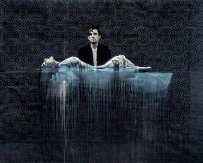 LOGAN HICKS (Américain, né en 1973) Sinking, 2013
Peinture aérosol et pochoir sur...