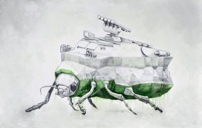 LUDO (Français, né en 1976) War Bug #5, 2012
Huile et crayon sur toile, signée en...