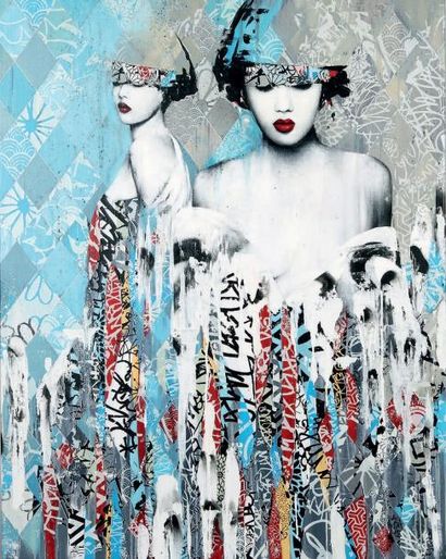 HUSH (Britannique, né en 1965) Femme fatale, 2013 Peinture aérosol, acrylique et...