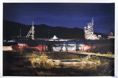 JR (Français, né en 1983) Action in Kesennuma, 2013
Lithographie sur papier, tampon...