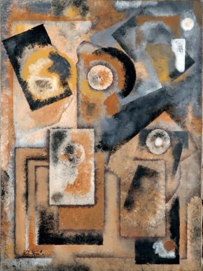 STERN Kurt (1907-1989) Composition cubiste Huile sur toile, signée en bas à gauche...