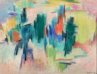 VULLIAMY Gérard (1909-2005) Composition abstraite, 1964 Crayon gras et pastel sur...