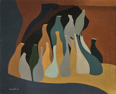 MARINELLI Mario (Italien, né en 1906) Composition aux bouteilles: Scoperta a Tarquinia,...