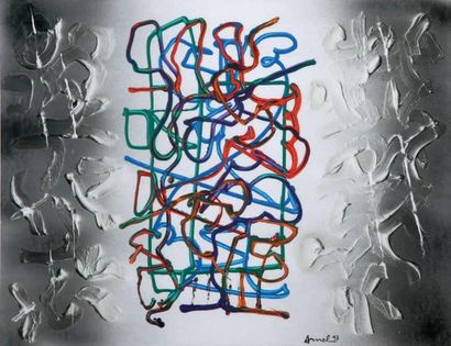 ARNAL François (1924-2012) Composition abstraite, 1993 Technique mixte sur papier,...