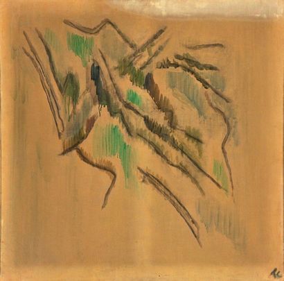 TAL COAT PIERRE (1905-1985) Le rocher vert Huile sur toile, signée en bas à droite...