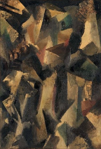 CHAPOVAL Youla (1919-1951) Composition abstraite, 1951 Huile sur toile, signée et...