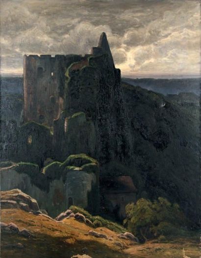 POUGET Didier (1864-1959) La grande forteresse Huile sur toile, signée en bas à gauche...