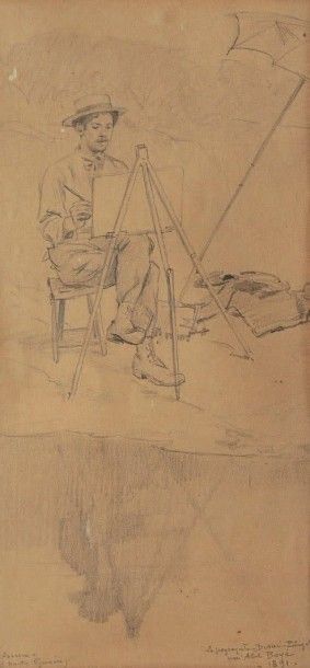 BOYE Agal (XIXe-XXe) Le paysagiste; Didier POUGET, 1891 Mine de plomb sur papier,...