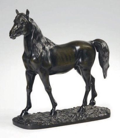 PAILLET Charles (1871-1937) Pur Sang Bronze à patine noire Signé Hauteur: 24 cm
