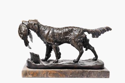 D'après MOIGNEZ Jules (1835-1894) Chien avec sa proie Sculpture en bronze en signé...