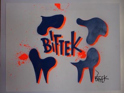 BIFTEK Sans titre

Peinture aérosol et pochoir sur papier, signé en bas à droite

50...