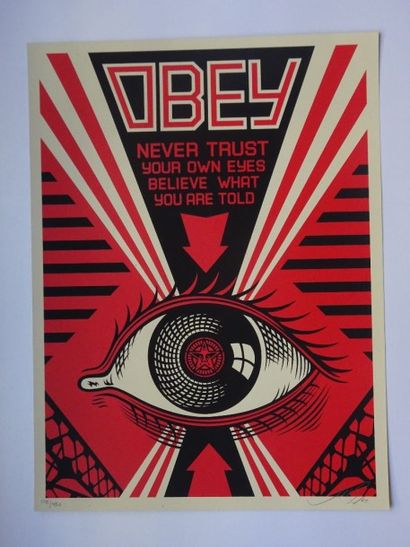 SHEPARD FAIREY (Américain, né en 1970) Never Trust, 2009

Sérigraphie en couleurs...