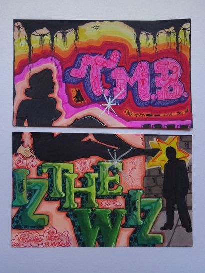 IZ THE WIZ The master blaster, TMB
Diptyque,
Feutre et crayon sur papier,daté 2006...