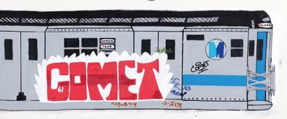 COMET (Américain) Train
Peinture aérosol et marqueur sur toile, signée
Spray paint...