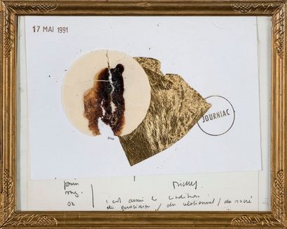 Michel Journiac (1935-1995) 

SANS TITRE, 1991

Hostie calcinée, collage de feuille...