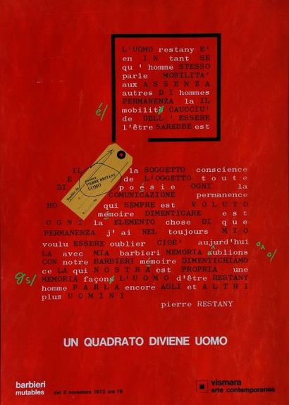 Eugenio BARBIERI (Né en 1927) 

UN QUADRATO DIVIENE UOMO, 1973

Sérigraphie sur plastique...