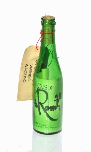 DEMOS RONCHI 

SOS, 1978

Message dans une bouteille et étiquette,

signé et daté.

Hauteur?:...