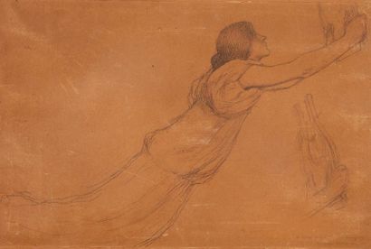 Henri MARTIN (1860-1943) 

Etude de femme à la lyre

Crayon noir et sanguine

signée...