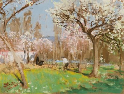 Pierre-Eugène MONTÉZIN (1874-1946) 

Personnage sous les arbres en fleurs

Aquarelle...