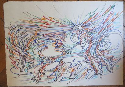 Jos DECOCK (1934-2010) Composition

Feutre de couleurs sur papier Japon

51,5 x ...