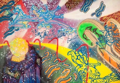 KOOL KOOR (Américain, né en 1963) 

The Pyro Plasma, 1990

Peinture aérosol et marker...