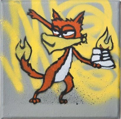 MAU MAU (Britannique) 

Riot Fox, 2015

Peinture aérosol et acrylique sur toile,...