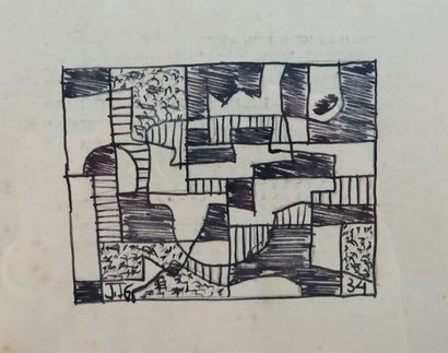 TORRES GARCIA Joaquin (1874-1949) 
Estructura
Encre et crayon sur papier, daté 34...