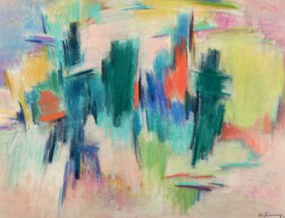 VULLIAMY Gérard (1909-2005) 
Composition abstraite
Crayon gras et pastel sur papier,...