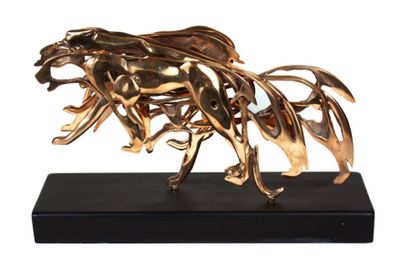 ARMAN (1928-2005) 
Panthère
Bronze poli sur socle en métal, sculpture signée et numérotée...
