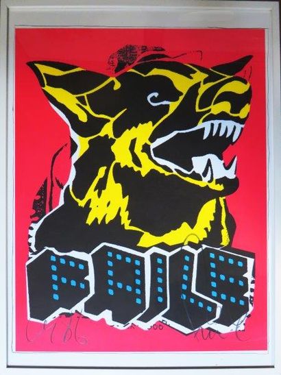 FAILE (Americain, Canadien, fondé en 1999) Dog Black Light

Sérigraphie en couleurs...