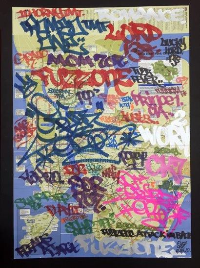 FUZZ ONE Sans titre, 2010

Marqueur sur plan de métro new-yorkais

Marker on MTA...