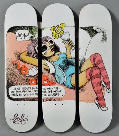 FAFI ( Française, né en 1976) Sans titre, 2012

Sérigraphie sur trois skateboards,...