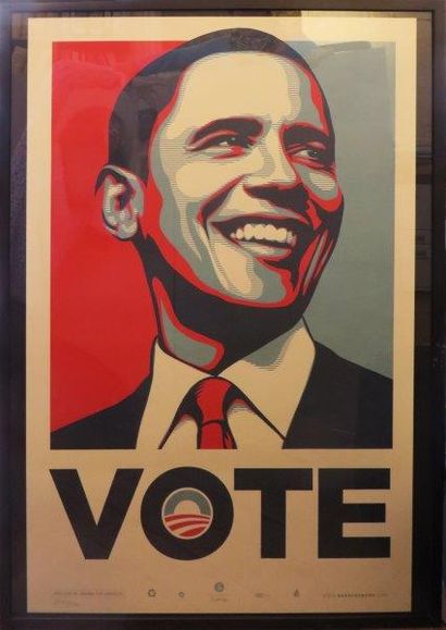 PRINT OBEY Vote - Obama, 2008
Sérigraphie en couleurs sur papier numéroté 3870/5000
Screenprint...