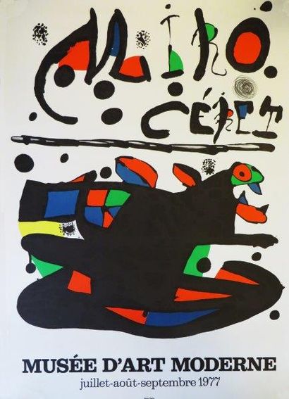 MIRO Joan (1893-1983) Affiche lithographique réalisée pour une exposition au musée...