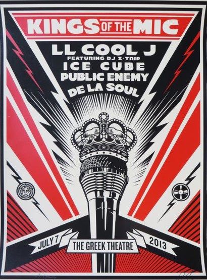 PRINT OBEY Kings Of The Mic, 2013
Sérigraphie en couleurs sur papier daté et signé...