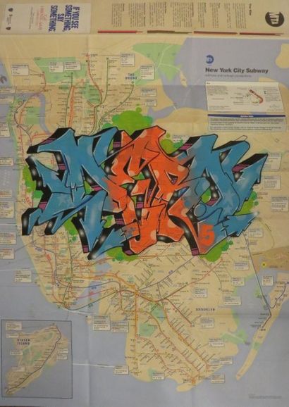 DERO ( Américain) Sans titre

Peinture aérosol sur plan de métro New-Yorkais

Spray...