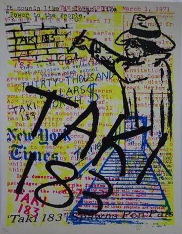 TAKI 183 (Américain, né en 1953) New York Times 

Sérigraphie en couleurs sur papier,...
