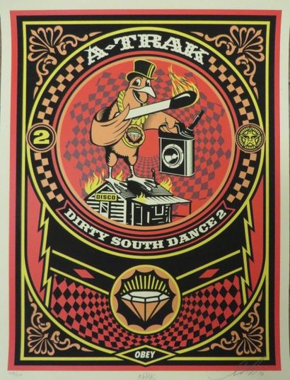 SHEPARD FAIREY (Américain, né en 1970) A-Trak, 2010
Sérigraphie en couleurs sur papier,...