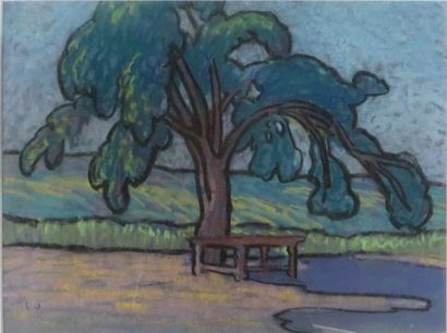 Léon JOUHAUD ( 1874-1950) 

La table sous l'arbre

Pastel sur papier monogrammé en...