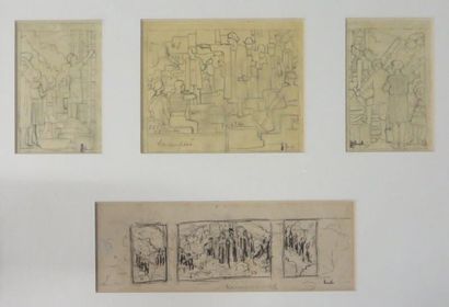 Léon JOUHAUD ( 1874-1950) 

Quarte dessins préparatoires pour " Reconstruire 31"...