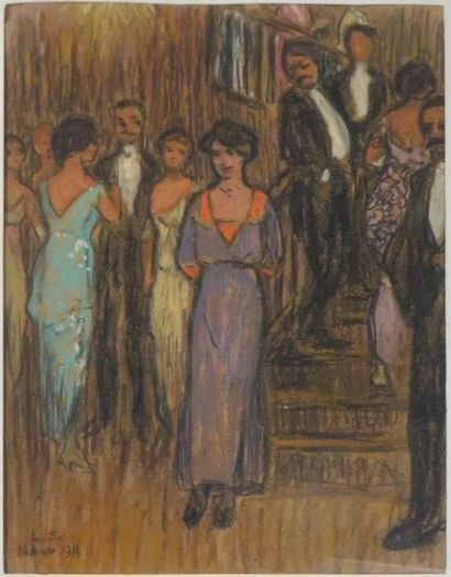 Léon JOUHAUD ( 1874-1950) 

Charlotte à la soirée des Paulet, 1914

Pastel sur papier...