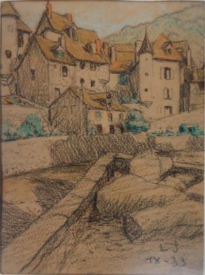 Léon JOUHAUD ( 1874-1950) 

Aubusson, 1933

Crayon sur papier monogrammé et adté...
