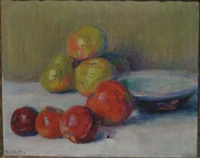 Charles BICHET ( 1863-1929) 

Nature morte aux pommes

Huile sur toile signée en...