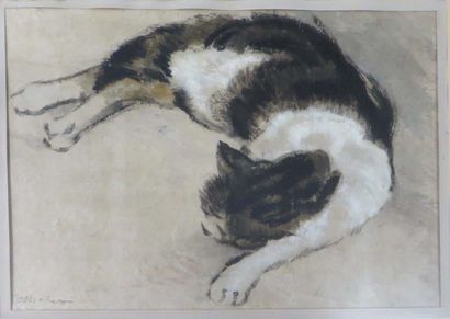 Charles BICHET ( 1863-1929) 

La chatte Fritte

Technique mixte sur papier signé...