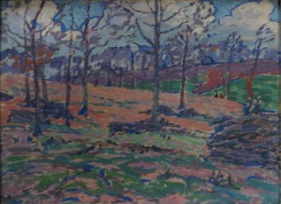 Charles BICHET ( 1863-1929) 

En Limousin, bois de la bastide

Huile sur carton signé...