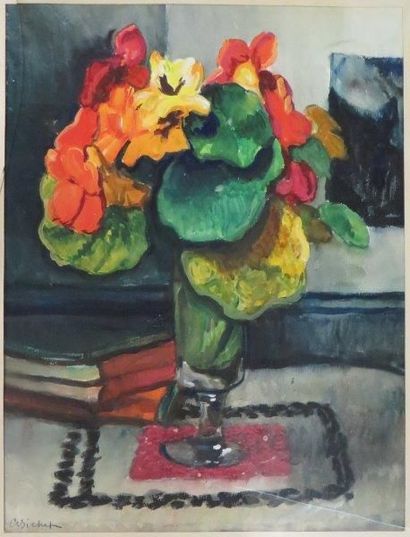Charles BICHET ( 1863-1929) 

Bouquet de capucines

Technique mixte sur papier signé...